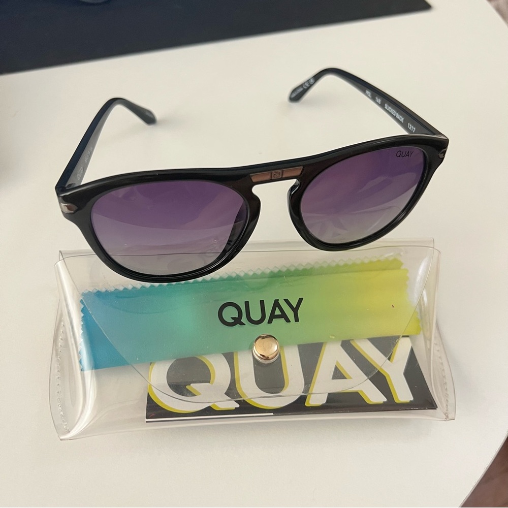 Quay Slicked Back Black Sunglasses